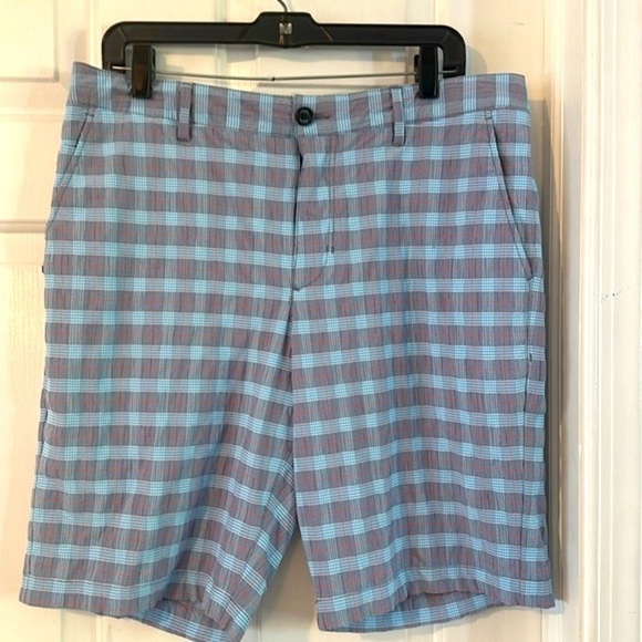 Men’s Tommy Bahama Checked Flat Front UV Protection Stretch Bermuda Shorts - Picture 1 of 7